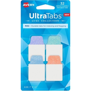 Avery Mini Ultra Tabs, 1″ x 1.5″, Pastel Sparkle Shimmer Designs, 32 Repositionable Page Tabs (74149)