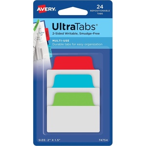 Avery Multiuse Ultra Tabs, 2″ x 1.5″, 2-Side Writable, Red/Blue/Green, 48 Repositionable Tabs (74757)(Red/Blue/Green)