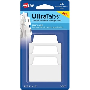 Avery Multiuse Ultra Tabs, 2″ x 1.5″, 2-Side Writable, Red/Blue/Green, 48 Repositionable Tabs (74757)(White)