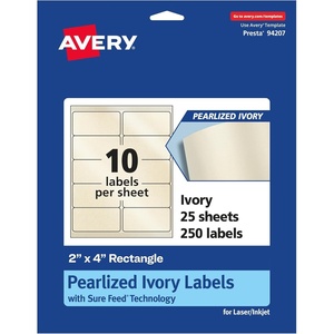 Avery Pearlized Ivory Rectangle Labels, Sure Feed Technology, 2″ x 4″, 100 Pearlized Ivory Labels, Laser/Inkjet Printable(250 labels)