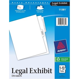 Avery Premium Collated Legal Dividers, Letter Size, 1-10 and Table of Contents, 1 Set (11381)(1 Set)