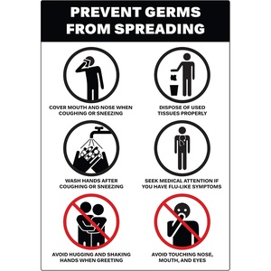 Avery Preprinted Wall Decals, “Prevent Germs from Spreading” Safety Signs, 7″ x 10″, Tear and Water Resistant, 5 Removable Wall Signs (83174)(Prevent Germs)