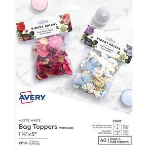 Avery Printable Bag Toppers for Laser & Inkjet Printers, Bags Included, 1.75″ x 5″, Pack of 40 (22801)(Pack of 200)