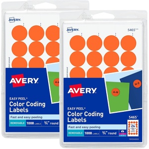 Avery Printable Color Coding Round Labels, 3/4 Inch Diameter, Orange, 1,008 per Pack, 2 Packs, 2,016 Customizable Labels Total (07872)