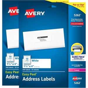 Avery Printable Easy Peel Address Labels, 1-1/3″ x 4″, Sure Feed, White, 2 Pack, 700 Labels Total (5642)