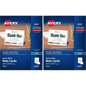 Avery Printable Note Cards with Envelopes, 4.25″ x 5.5″, Matte White, Inkjet Printer Compatible, 60 Blank Cards Total, Great for Product Branding, Marketing, and More (8315)(60 Count (Pack of 2))