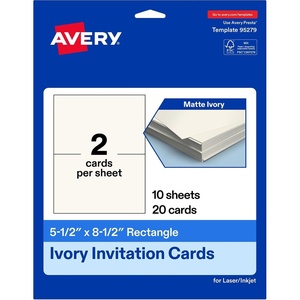 Avery Printable Rectangle Cards, 5.5″ x 8.5″, Matte White Cardstock, Laser/Inkjet Cards, 100 Total(Ivory)