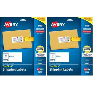 Avery Printable Shipping Labels with Sure Feed, 2″ x 4″ Customizable Stickers, White, 250 Blank Mailing Labels, Great for Mailing, Shipping, and More (8163)(2″ x 4″)
