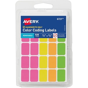 Avery Rectangular Color Coding Labels, Assorted, Removable, Pack of 525 (06721)(1-Pack)