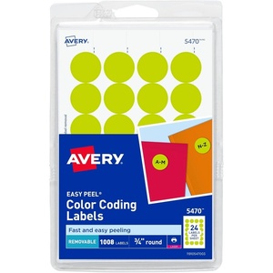 Avery Removable Color-Coding Labels, 3/4″ Diameter, Neon Yellow, Laser, 1,008 Total (5470)