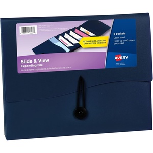 Avery Slide & View Expanding File Folder, 6 Pockets, Letter Size, 1 Black Folder (73542)(0)