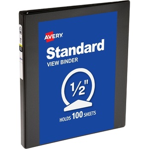Avery Standard View 3 Ring Binder, 0.5″ Round Rings, 100-Sheet Capacity, 0.7 Inch Wide Spine, 1 Black Binder, Ideal for Lightweight Organization and Occasional Referencing (05751)(1 Count (Pack of 12))