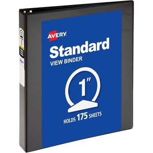 Avery Standard View 3 Ring Binder, 1″ Round Rings, 175-Sheet Capacity, 1.4 Inch Wide Spine, 1 Black Binder, Ideal for Lightweight Organization and Occasional Referencing (05761)(1 Inch (Pack of 12))