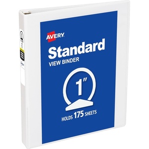 Avery Standard View 3 Ring Binder, 1″ Round Rings, 175-Sheet Capacity, 1.4 Inch Wide Spine, 1 White Binder, Ideal for Lightweight Organization and Occasional Referencing (05760)(1 Pack)