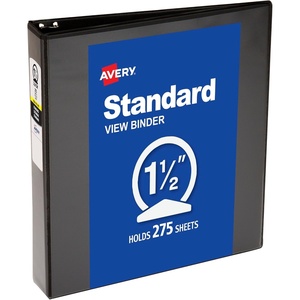 Avery Standard View 3 Ring Binder, 1.5″ Round Rings, 275-Sheet Capacity, 2.1 Inch Wide Spine, 1 Black Binder, Ideal for Lightweight Organization and Occasional Referencing (05771)(1 Count (Pack of 1))
