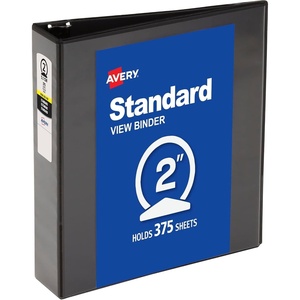Avery Standard View 3 Ring Binder, 2″ Round Rings, 375-Sheet Capacity, 2.8 Inch Wide Spine, 1 Black Binder, Ideal for Lightweight Organization and Occasional Referencing (05781)(1 Count (Pack of 12))
