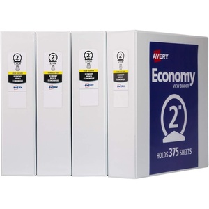 Avery Standard View 3 Ring Binders, 1″ Round Rings, 175-Sheet Capacity, 1.4 Inch Wide Spine, White Binders, Ideal for Lightweight Organization and Occasional Referencing (4-Pack of 19200)(2″)