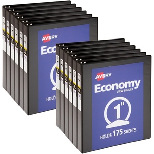 Avery Standard View 3 Ring Binders, 2″ Round Rings, 375-Sheet Capacity, 2.8 Inch Wide Spine, Black Binders, Ideal for Lightweight Organization and Occasional Referencing (12-Pack of 05730)(1″)