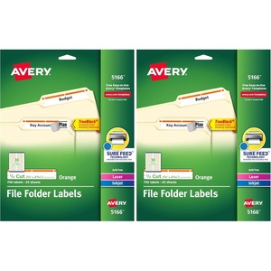 Avery TrueBlock File Folder Labels, 2/3″ x 3-7/16″, 750 Printable Labels, White/Orange, Permanent (5166)(One Size (Pack of 2))