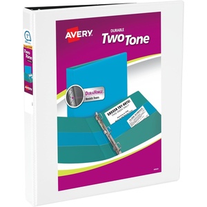 Avery Two-Tone Durable View 3 Ring Binder, 1 Inch Slant Rings, Violet/Soft Blue Binder (17131)(Black/White)