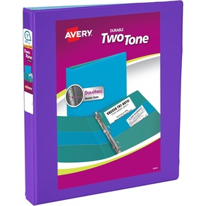 Avery Two-Tone Durable View 3 Ring Binder, 1 Inch Slant Rings, Violet/Soft Blue Binder (17131)(Violet/Soft Blue)