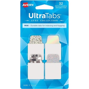 Avery Ultra Tabs Luxe Collection, 1″ x 1.5″ Mini Tabs, Holographic Iridescent Designs, Repositionable, 32 Total (74178)