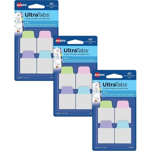 Avery Ultra Tabs, Mini Tabs, 1″ x 1.5″, 2-Side Writable, Assorted Pastel Colors, Self Adhesive, Repositionable, 40 Per Pack, 120 Total (3-Pack of 74761)