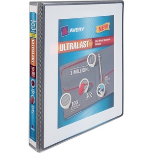Avery Ultralast 3 Ring Binder, 1 Inch Slant Rings, 1 White Binder (79744)