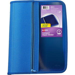 Avery Zipper 3 Ring Binder, 1″ Round Rings, 175-Sheet Capacity, Black, Durable Binder Organizer with Pocket for Extra Storage, Great for Organizing Projects, Assignments, and More (26006)(Blue)