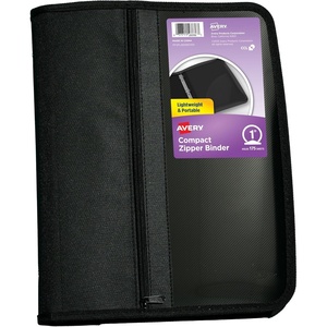 Avery Zipper 3 Ring Binder, 1″ Round Rings, 175-Sheet Capacity, Black, Durable Binder Organizer with Pocket for Extra Storage, Great for Organizing Projects, Assignments, and More (26006)(Black)