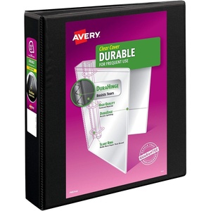 Avery(R) Durable View 3 Ring Binder, 2 Inch EZD Rings, 1 Black Binder (09500)(1 Pack)