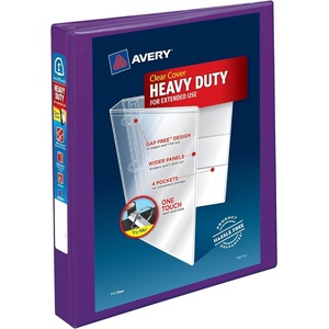 Avery(R) Heavy-Duty View 3 Ring Binder, 1″ One-Touch EZD(R) Rings, 1 Purple Binder (79771)(1″)