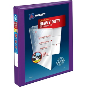 Avery(R) Heavy-Duty View 3 Ring Binder, 1″ One-Touch EZD(R) Rings, 1 Purple Binder (79771)(1″ (Pack of 12))