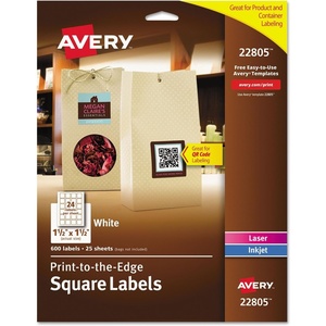 Square Labels with Sure Feed and TrueBlock, 1.5 x 1.5, White, 600/Pack(1)