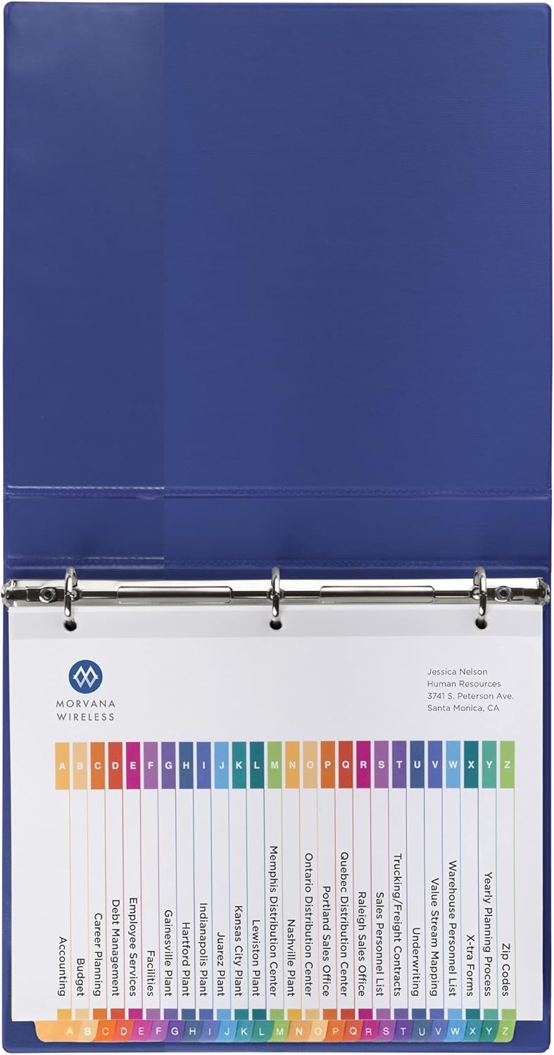 image:imageAvery AZ Dividers for 3 Ring Binders 26 Tabs per Set Customizable Table of Contents Multicolor Tabs Great for Organizing Reports Projects and More 111250281 H x 110 L x 110 W