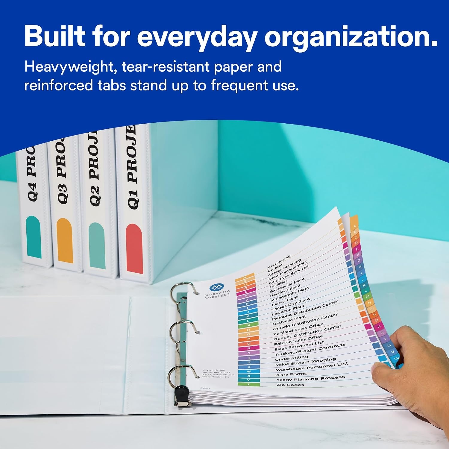 image:imageAvery AZ Dividers for 3 Ring Binders 26 Tabs per Set Customizable Table of Contents Multicolor Tabs Great for Organizing Reports Projects and More 111250281 H x 110 L x 110 W