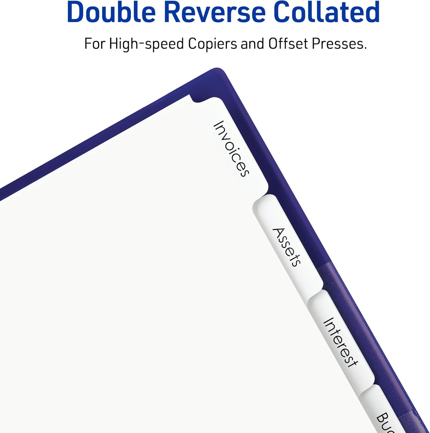 image:imageAvery Double Reverse Collated Tab Dividers Unpunched for Most Binding Systems Printable with HighSpeed Copiers and Offset Presses White 5 Tabs per Set 30 Sets of 204059 x 11 inches