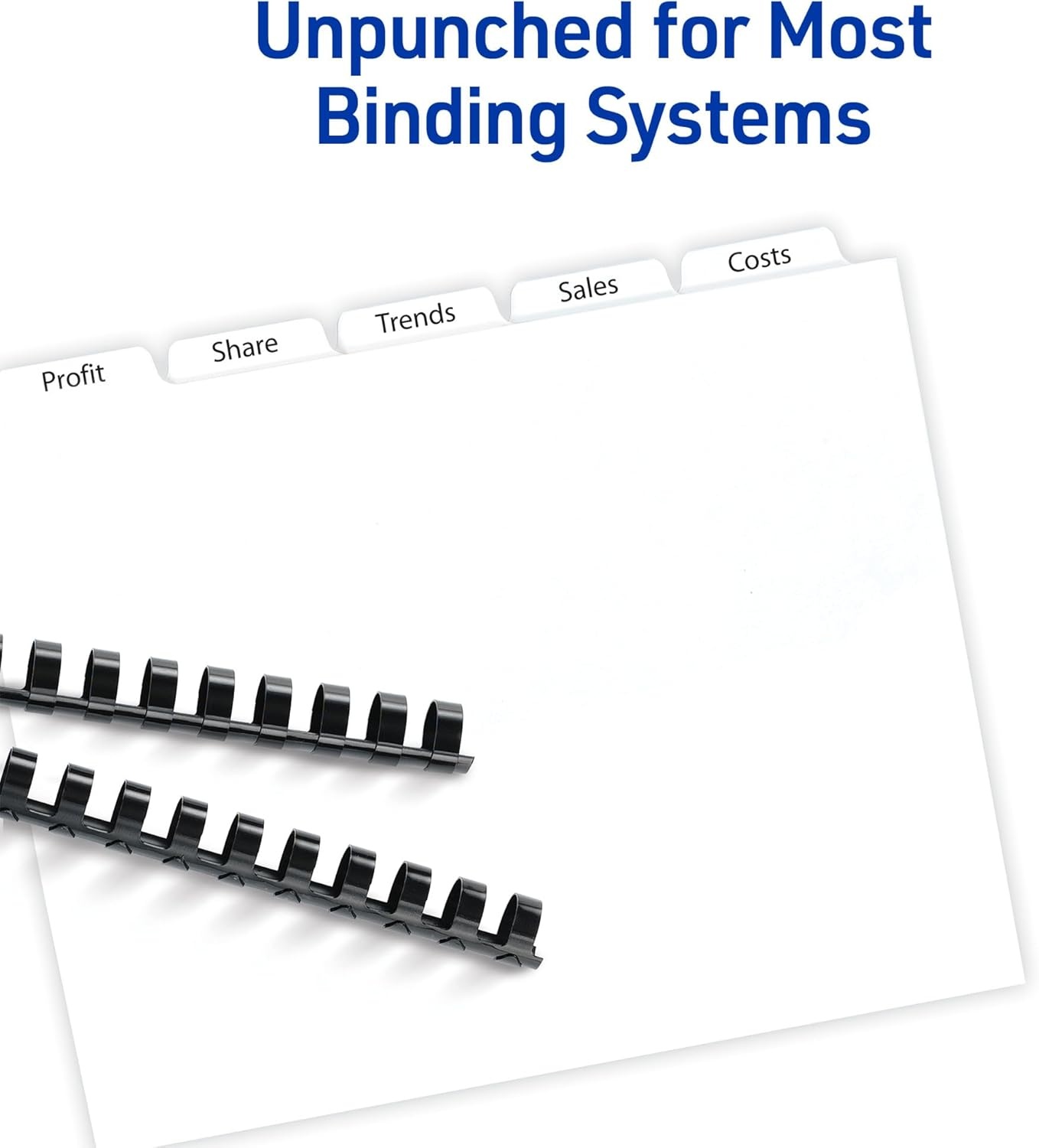 image:imageAvery Double Reverse Collated Tab Dividers Unpunched for Most Binding Systems Printable with HighSpeed Copiers and Offset Presses White 5 Tabs per Set 30 Sets of 204059 x 11 inches