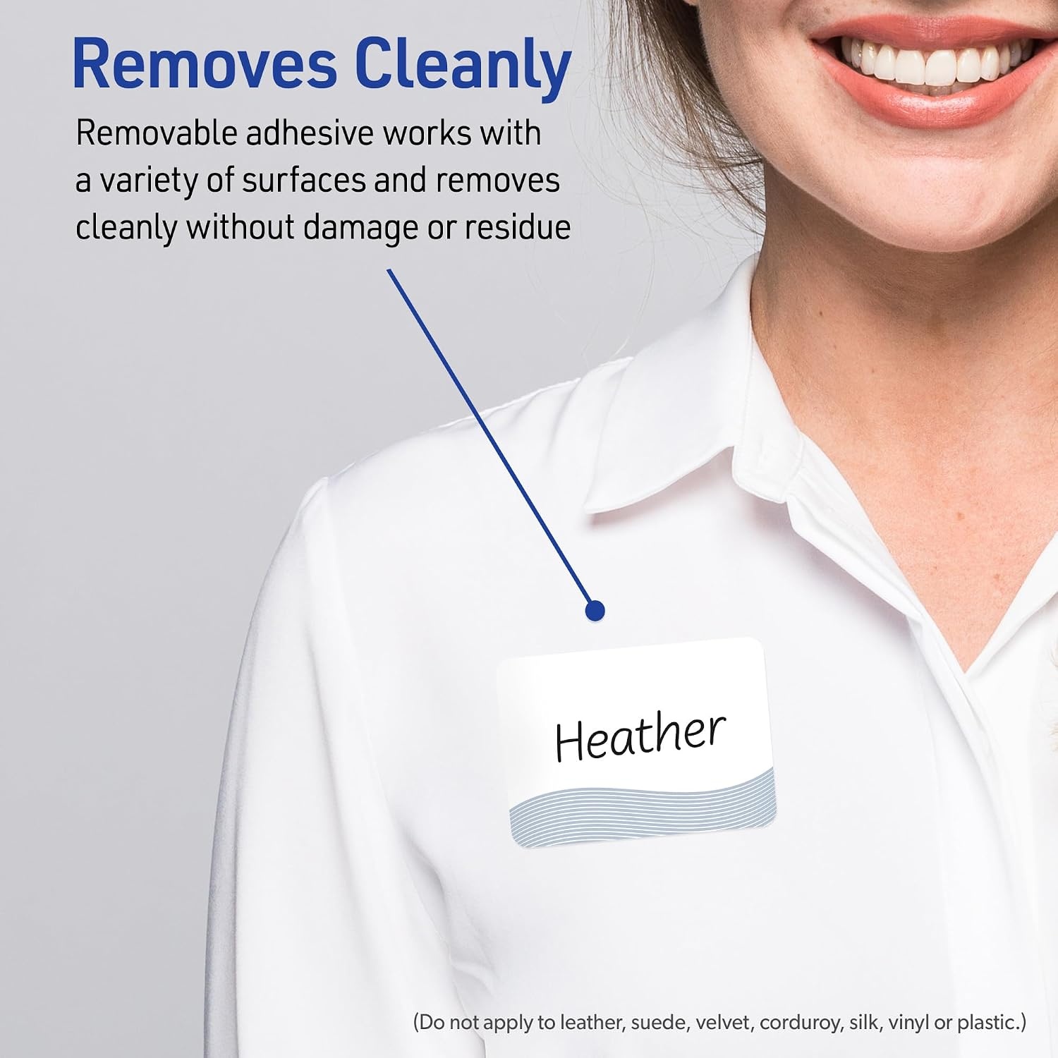 image:imageAvery Printable Adhesive Name Tags 213 x 338 Matte White with Double Black Border Design Removable Laser amp Inkjet Compatible 80 Total Great Name Badges for Weddings amp EventsBlue Waves