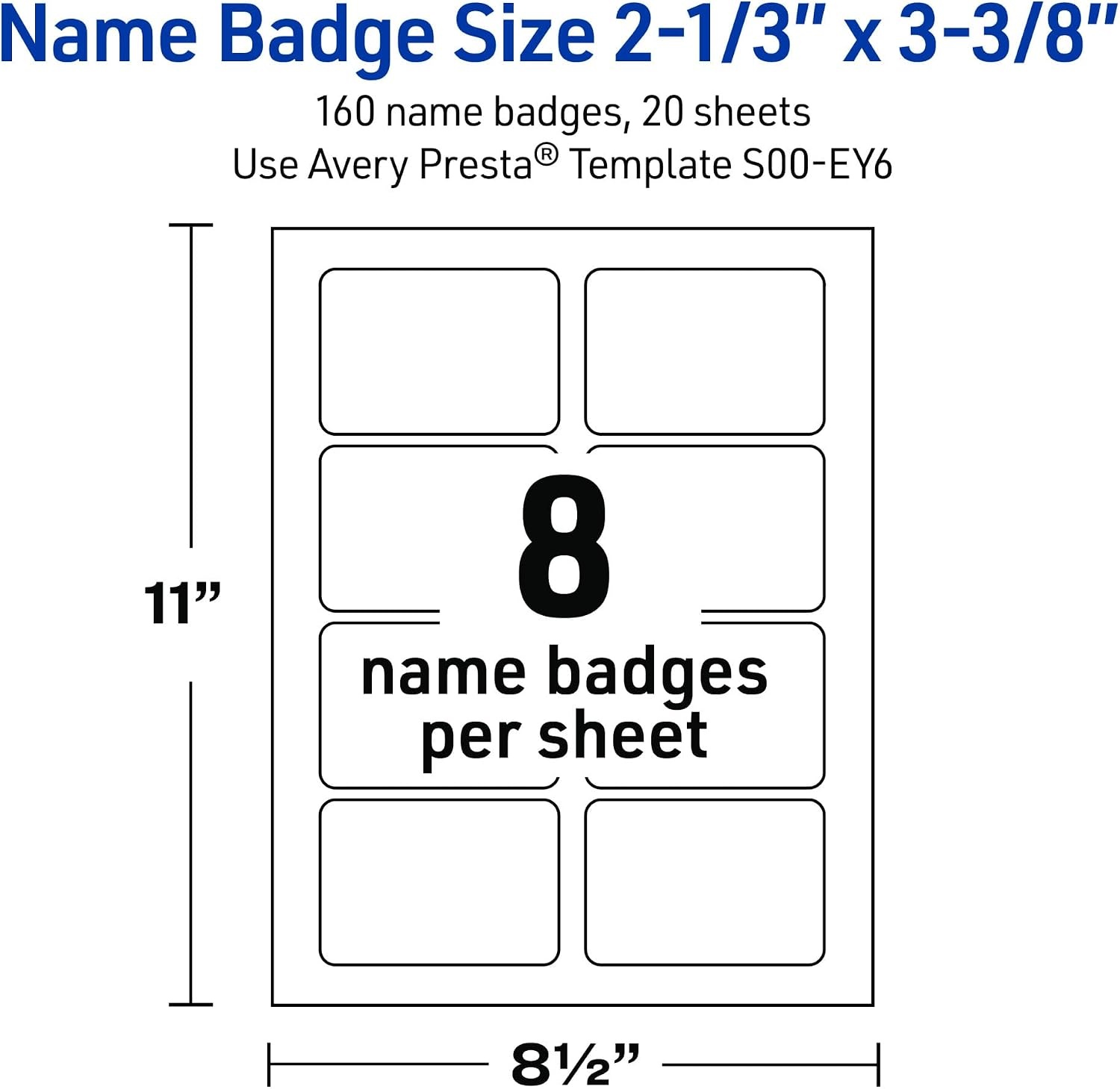 image:imageAvery Printable Adhesive Name Tags 213 x 338 Matte White with Double Black Border Design Removable Laser amp Inkjet Compatible 80 Total Great Name Badges for Weddings amp EventsDouble Black Border