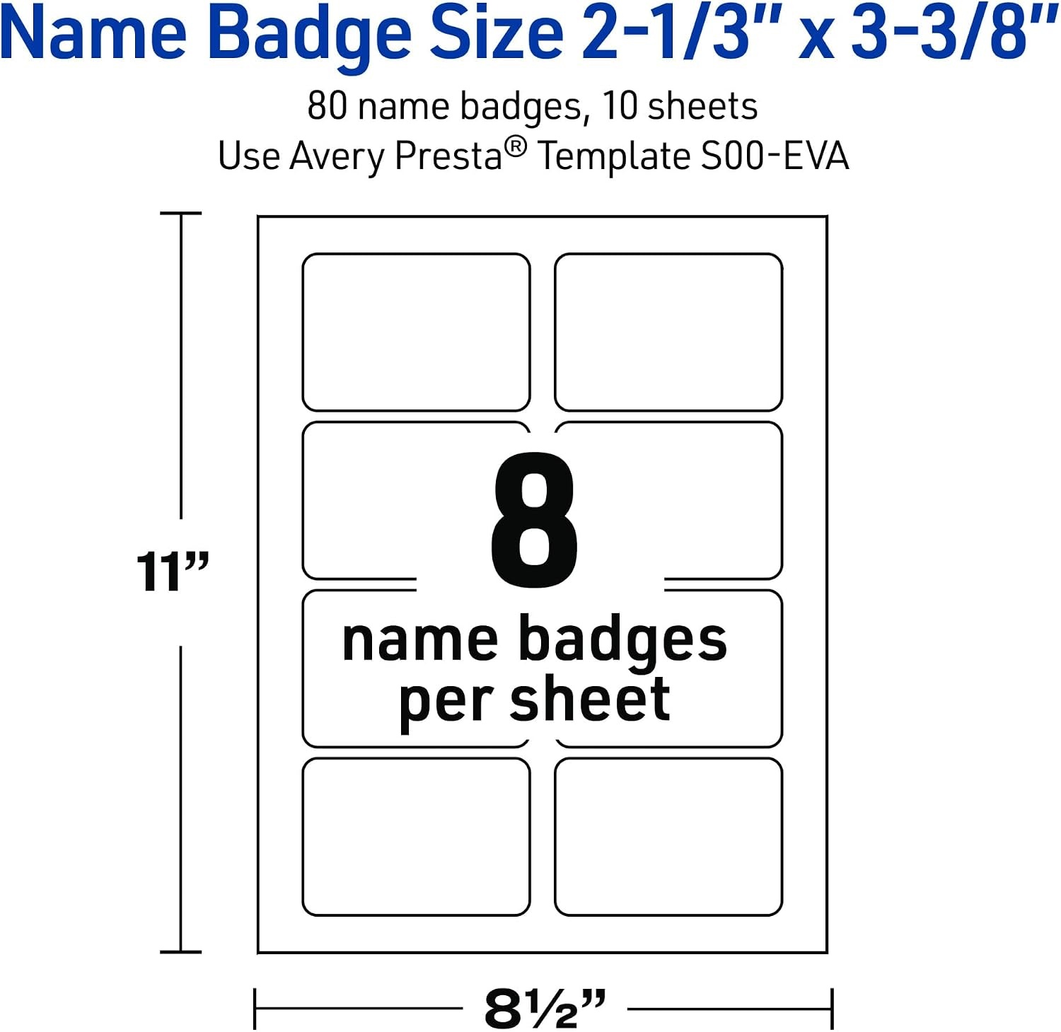 image:imageAvery Printable Adhesive Name Tags 213 x 338 Matte White with Double Black Border Design Removable Laser amp Inkjet Compatible 80 Total Great Name Badges for Weddings amp EventsBlue Waves