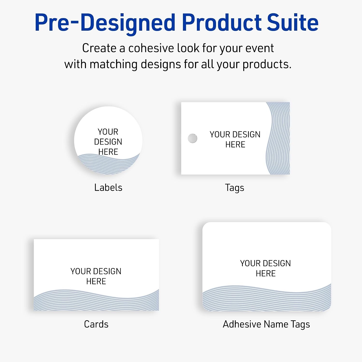 image:imageAvery Printable Adhesive Name Tags 213 x 338 Matte White with Double Black Border Design Removable Laser amp Inkjet Compatible 80 Total Great Name Badges for Weddings amp EventsBlue Waves