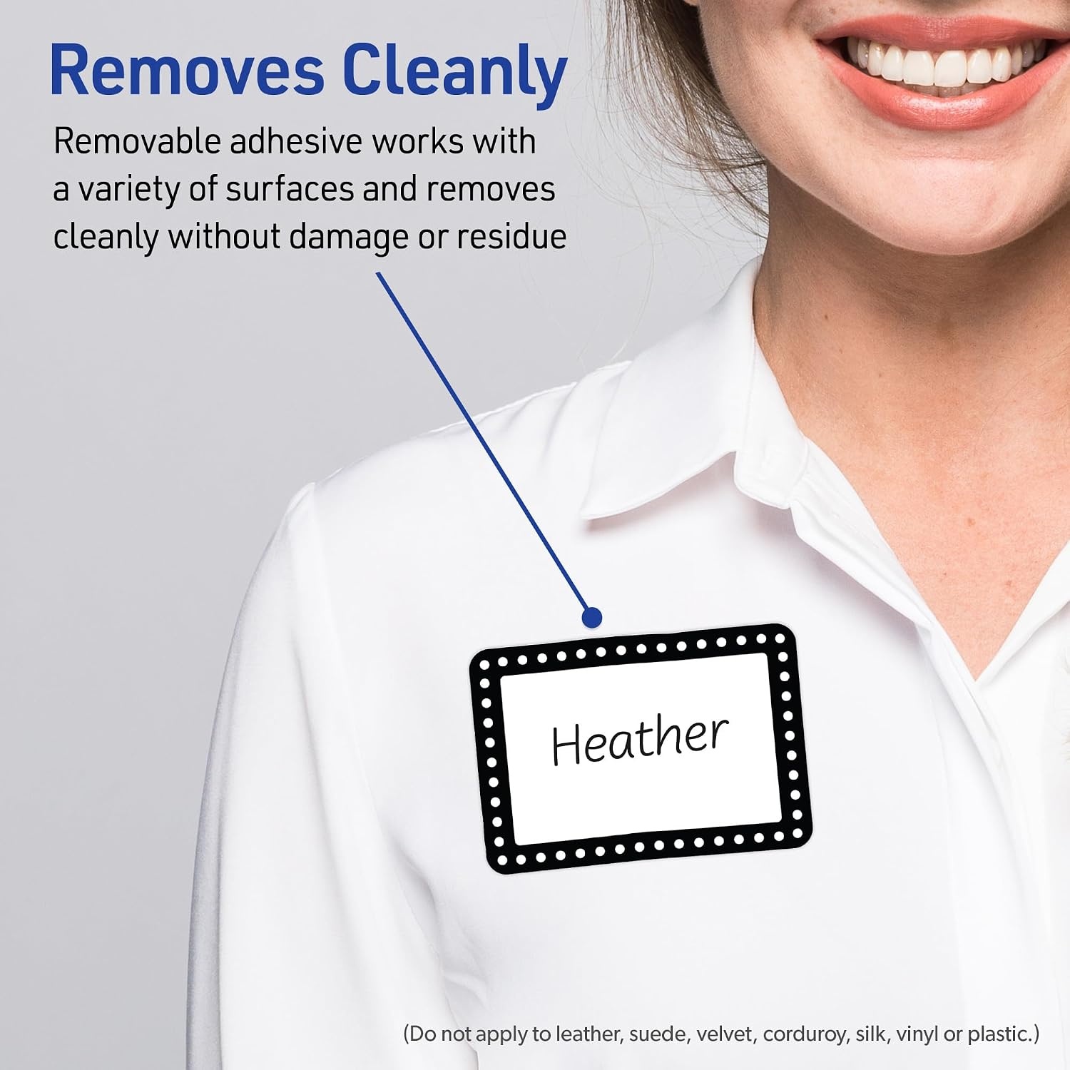 image:imageAvery Printable Adhesive Name Tags 213 x 338 Matte White with Double Black Border Design Removable Laser amp Inkjet Compatible 80 Total Great Name Badges for Weddings amp EventsBlack  White Polka Dots