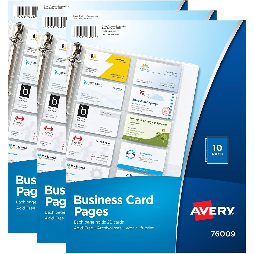 image:imageAvery Clear Business Card Organizer Pages for 3 Ring Binders 10 Per Pack 3Pack Holds 600 Cards Total 78723One Size Pack of 8