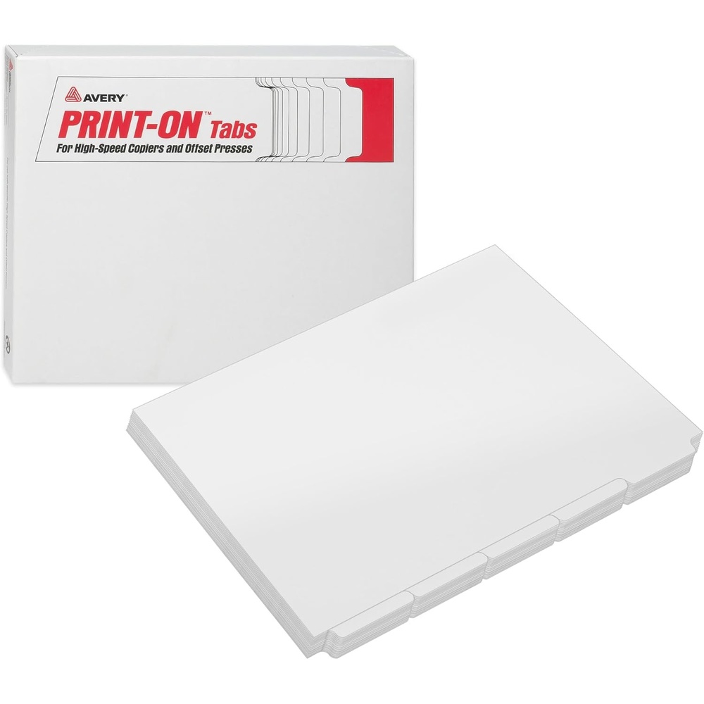 image:imageAvery Double Reverse Collated Tab Dividers Unpunched for Most Binding Systems Printable with HighSpeed Copiers and Offset Presses White 5 Tabs per Set 30 Sets of 204059 x 11 inches