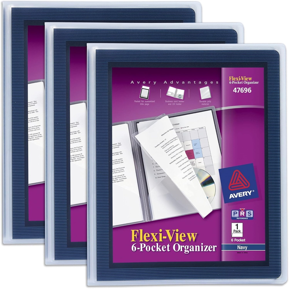 image:imageAvery FlexiView 6 Pocket Organizer Holds up to 150 Sheets 1 Blue Organizer 476963 Pack