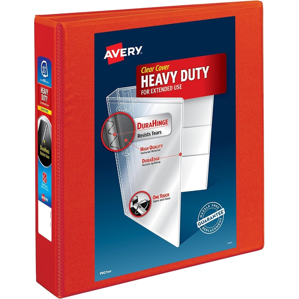 image:imageAvery HeavyDuty View 3 Ring Binder 15 Inch EZD Rings Great for Portfolios Office School Notebooks and More 1 Red Binder 79171