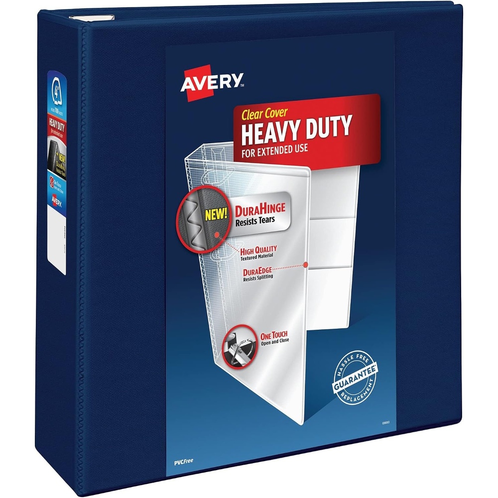 image:imageAvery HeavyDuty View 3 Ring Binder 4 Inch One Touch EZD Rings 45 Inch Spine 1 Navy Blue Binder 79804