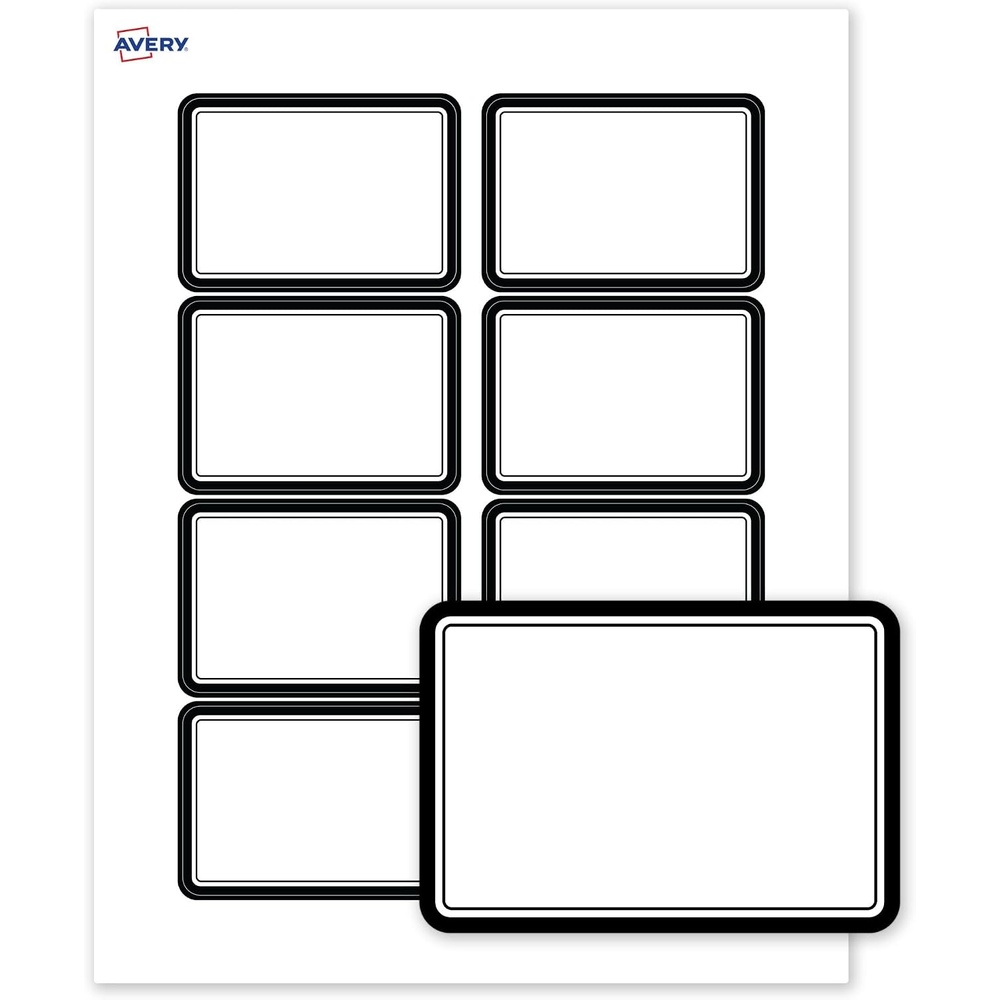 image:imageAvery Printable Adhesive Name Tags 213 x 338 Matte White with Double Black Border Design Removable Laser amp Inkjet Compatible 80 Total Great Name Badges for Weddings amp EventsDouble Black Border