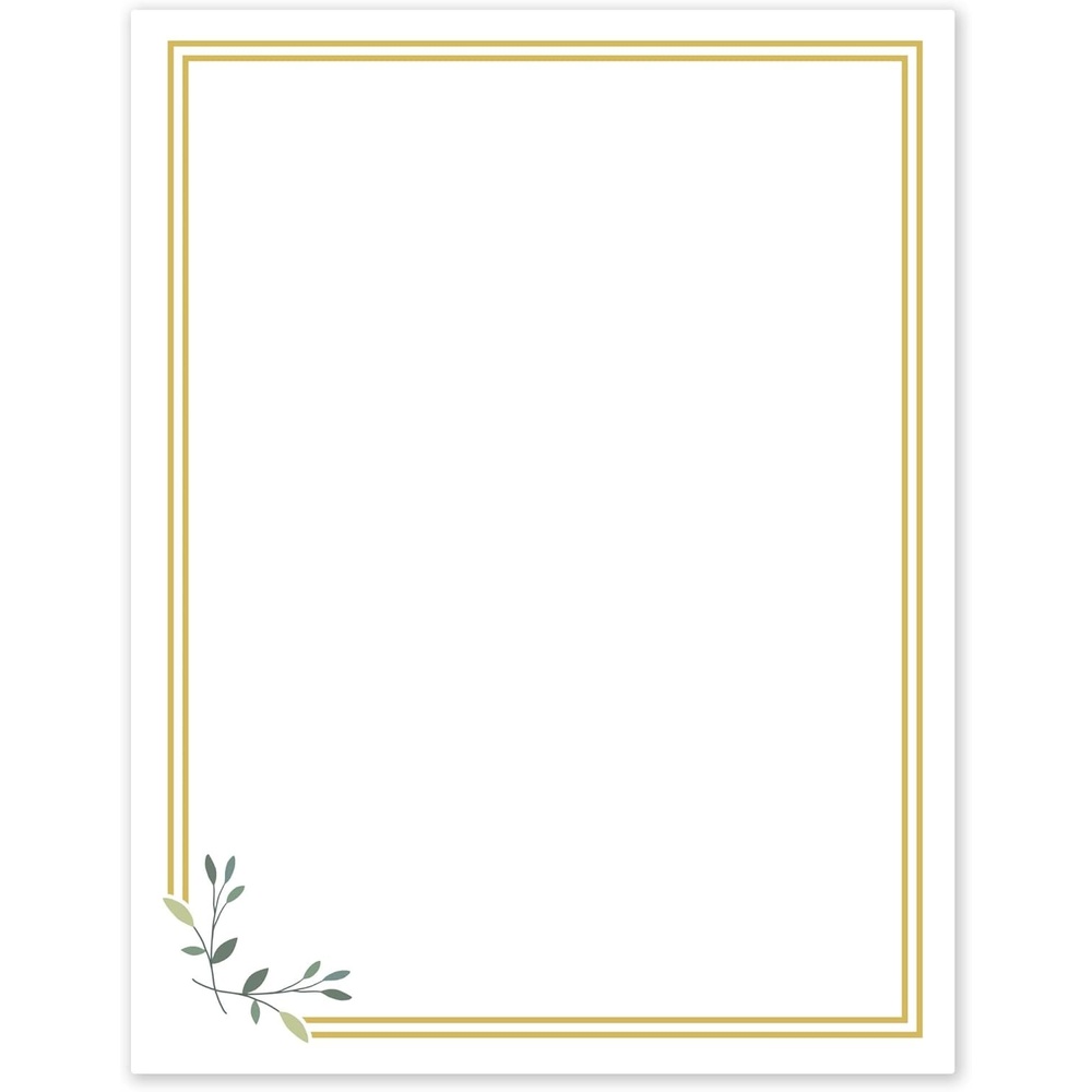 image:imageAvery Printable FullSheet Cardstock Gold amp Navy Border Florals 85 x 11 Matte White FullSheet Cardstock LaserInkjet 10ct Great Craft PaperDouble Gold Border with Florals